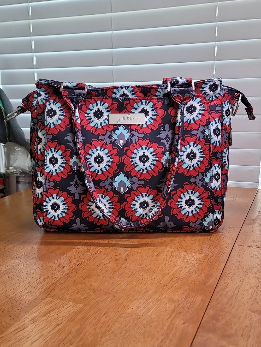 JuJuBe Be Classy diaper bag in the "Sweet Scarlet" floral print